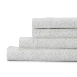 Cuddl Duds Twin Sheet Set Heavyweight Flannel Fair Isle Lodge Farmhouse Winter